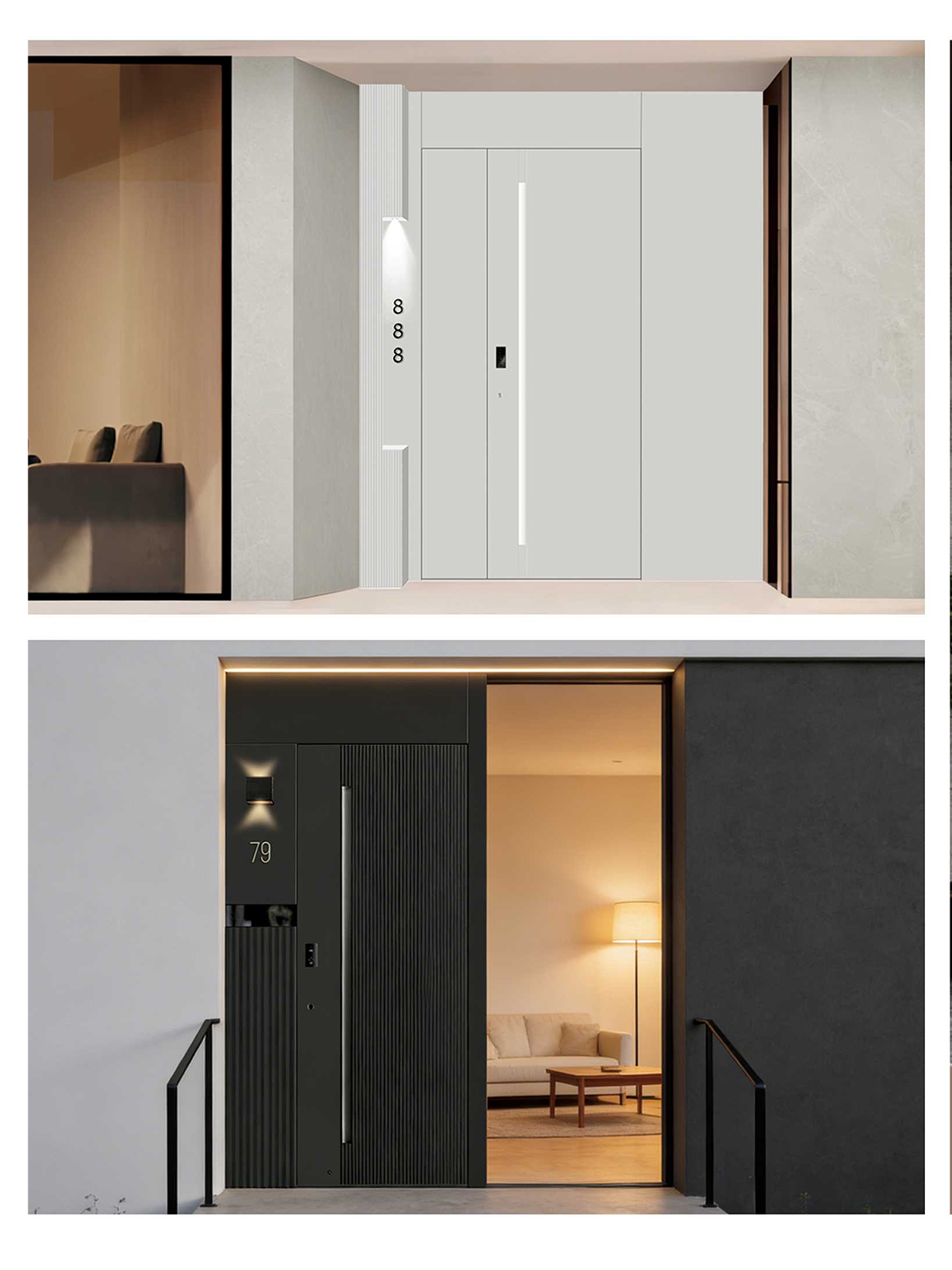 Minimalist facade door as a view style