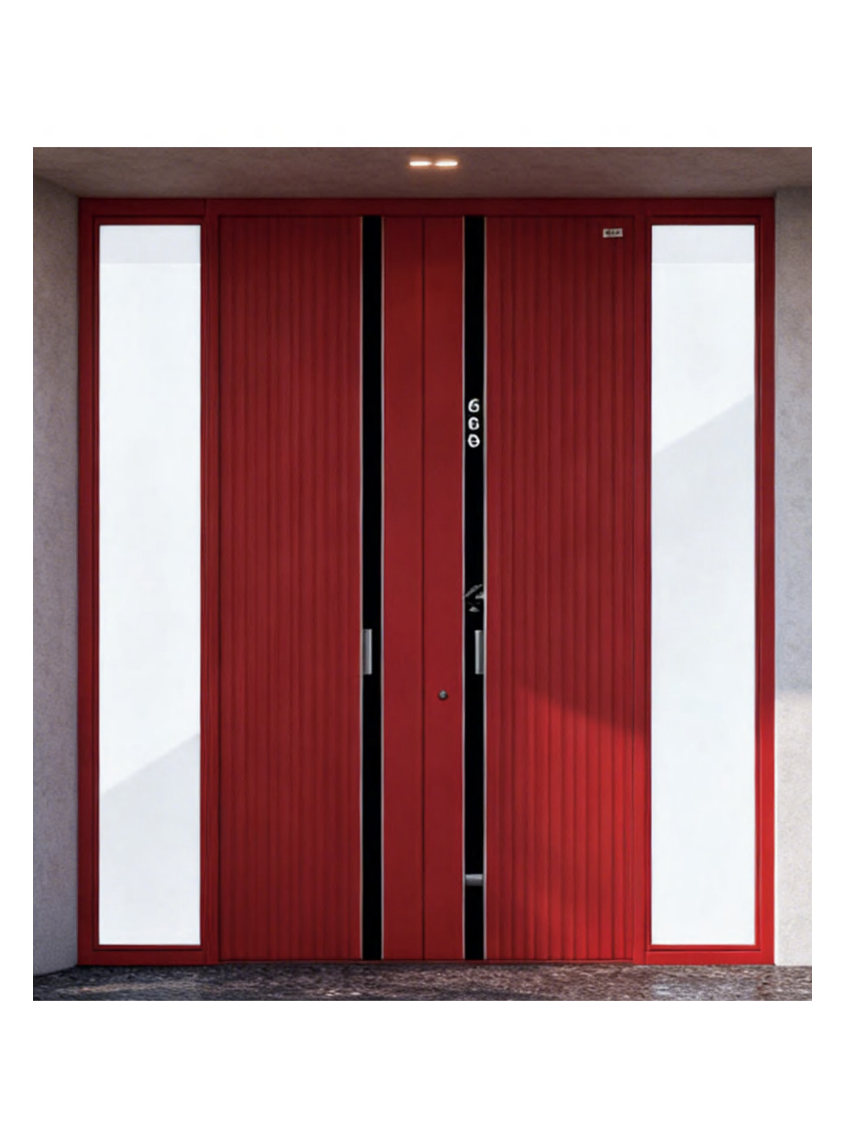 Double sidelight door with windows style