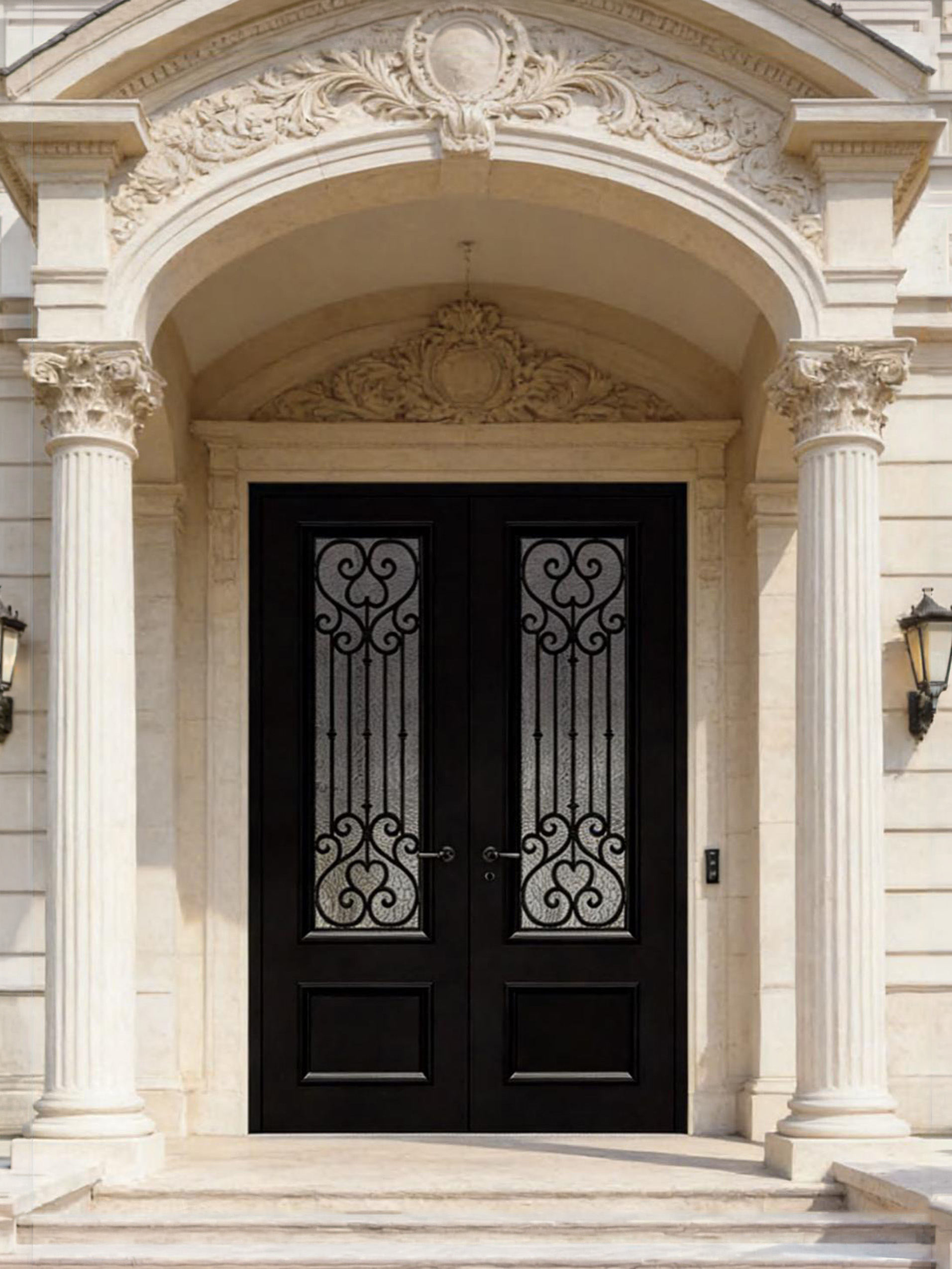 Vintage culture wrought glass European door