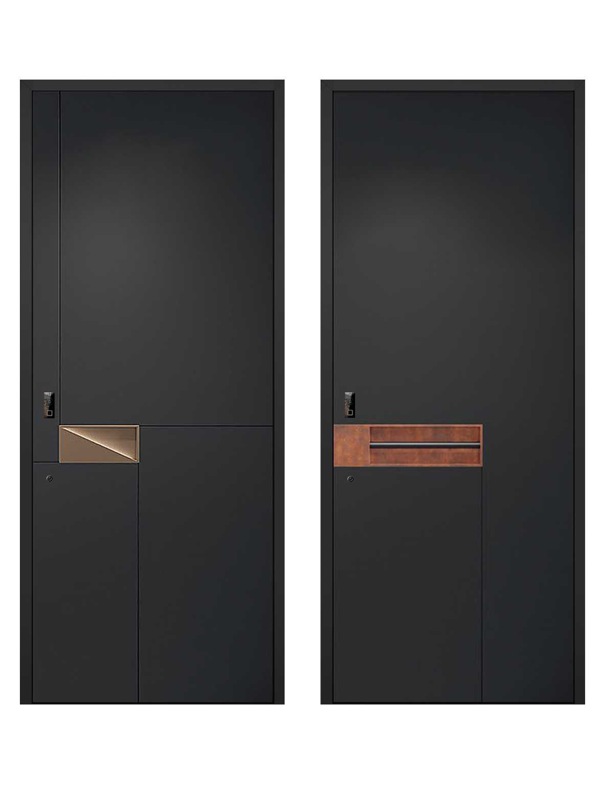 Minimal aluminum panel single door style