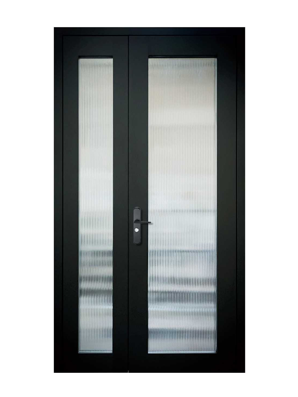 Glass side panel unequal double door style